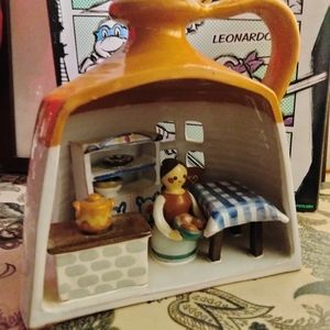 Large Slovakia Pottery Home Scene